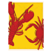 Ilustrace Seafood with lobster and crab, JDawnInk, 30 × 40 cm