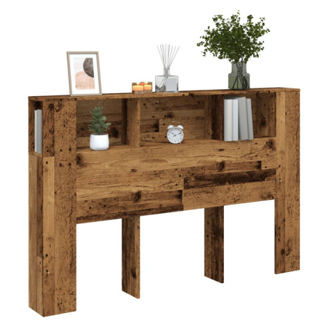 vidaXL Čelo postele s úložným prostorem old wood 160 x 18,5 x 103,5 cm