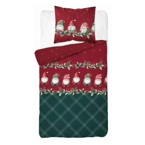 Vánoční flanelové povlečení 5618 B KOUZLO VÁNOC skřítci 140x200 cm