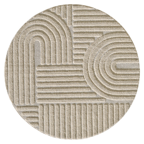 Ayyildiz, Kusový koberec Art 1121 Beige kruh, 200x200 (průměr) kruh, béžová, obývací pokoj