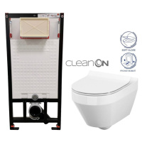 DEANTE Podomítkový rám, pro závěsné WC mísy bez tlačítka + WC CERSANIT CLEANON CREA OVÁL + SEDÁT