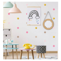 Dětské samolepky na zeď - Zlaté a růžové puntíky