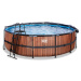 Bazén s krytem pískovou filtrací Wood pool Exit Toys kruhový ocelová konstrukce 488*122 cm hnědý