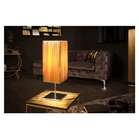 Estila Moderní stolní lampa Paris s látkovým stínítkem zlaté barvy 43cm