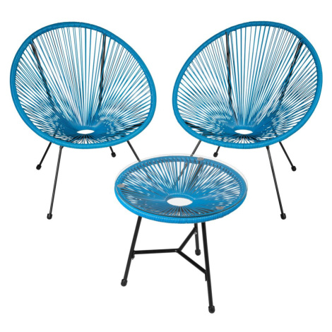 tectake 404410 sada 2 židlí santana se stolkem - modrá - modrá