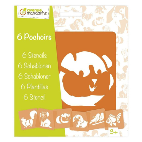 Plastové šablony sada 15x15cm domací zvířata (6ks) Avenue Mandarine