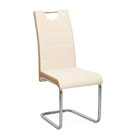 Židle IZMA, ekokůže béžová / béžová látka + chrom FOR LIVING