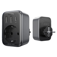 30W síťová nabíječka (2xUSB/USB C/AC) / EU - EU 13A adaptér Ugreen CD314 - černý