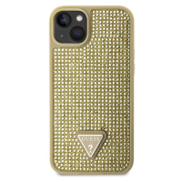 Guess Rhinestones Triangle Metal Logo kryt pro iPhone 14 zlatý