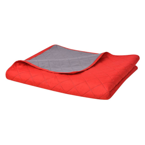 vidaXL Oboustranný prošívaný přehoz na postel červeno-šedý 230x260 cm