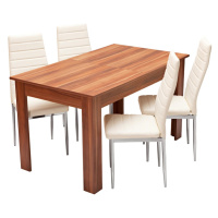 Jídelní stůl rozkládací GHAMUBAR + 4 židle SNAEFELL, krémově bílá