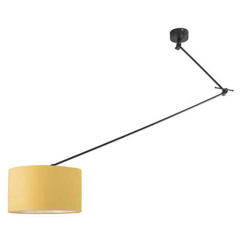 Závěsná lampa černá se stínidlem 35 cm žlutá nastavitelná - Blitz I. QAZQA