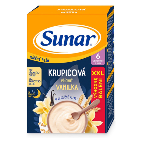 SUNAR Mléčná krupicová kaše vanilka na dobrou noc 6m+ 340 g
