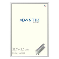 DANTIK rámeček 29,7 × 42, ALU profil 7269 Stříbrný lesklý plexi čiré