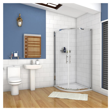 H K Čtvrtkruhová sprchová zástěna MONO S4 90 čiré sklo, R550 včetně sprchové vaničky z litého mr