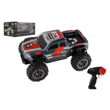 Auto RC pick up terénní plast 25cm 2,4GHZ na baterie šedo-červený v krabici 32x14x18cm Teddies