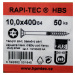 RAPI-TEC HBS 10x400mm - zápustná hlava, T40 žlutý / bílý