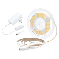 Solight LED COB pásek, sada s adaptérem, vypínač, 5m, 8W/m, 800lm/m, teplá bílá