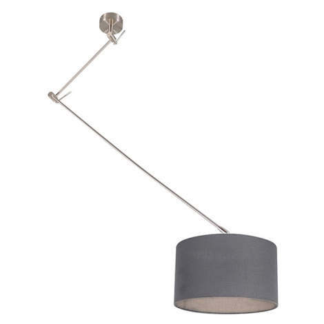 Závěsná lampa ocelová se stínidlem 35 cm tmavě šedá nastavitelná - Blitz I. QAZQA