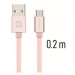 Datový kabel Swissten Textile USB/MicroUSB, 0,2m, růžovo/zlatý