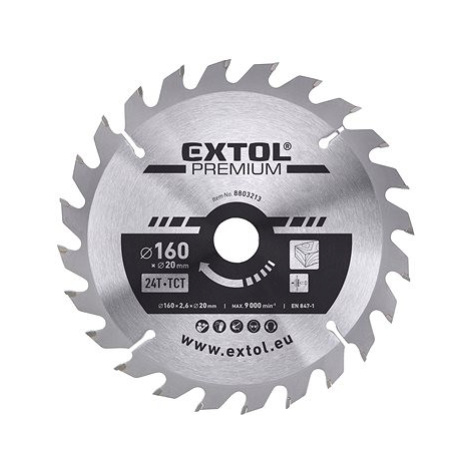 EXTOL PREMIUM kotouč pilový, O 160x2,6x20mm, 24T, 8803213