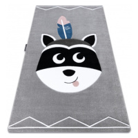 Dětský kusový koberec Petit Raccoon mukki grey 140x190 cm