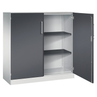 C+P Skříň s otočnými dveřmi ASISTO, výška 1292 mm, šířka 1200 mm, 2 police, světlá šedá/černošed