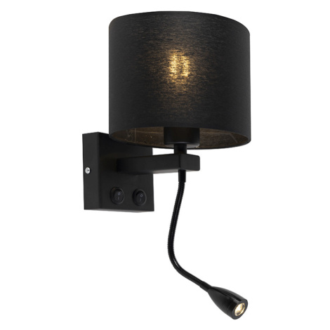 Moderní nástěnná lampa černá s černým odstínem - Brescia QAZQA