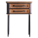 Estila Industriální noční stolek do ložnice Islip ze dřeva a kovu hnědo-černé barvy se dvěma šup