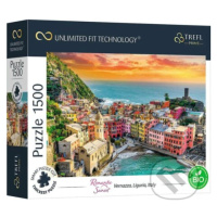 Romantický západ slnka: Vernazza, Ligúria, Taliansko - puzzle z kategorie Přírodní scenérie