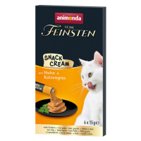 Animonda Vom Feinsten Adult Snack-Cream - výhodné balení 24 x 15 g kuřecí maso a kočičí tráva