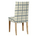 Dekoria Potah na židli IKEA  Henriksdal, krátký, režný podklad, světle modrá mřížka, židle Henri