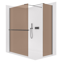 CERANO Sprchová zástěna Walk-in Onyx T L/P 8 mm hranatá vzpěra + polička/držák na ručníky černá 