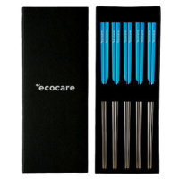 ECOCARE Kovové Sushi Hůlky Box Silver-Blue 10 ks
