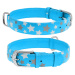 Obojek kožený Waudog Stars modrý Délka: 38-49cm/2,5cm