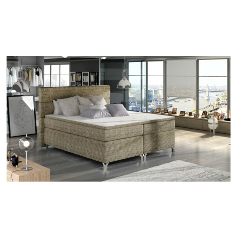 Manželská postel boxspring 140x200 s úložným prostorem amadeo - béžová
