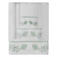 Soft Cotton Malý ručník Diara 30 × 50 cm, bílá - mentolová výšivka