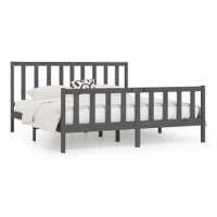 Rám postele šedý masivní dřevo 200 × 200 cm, 3106855