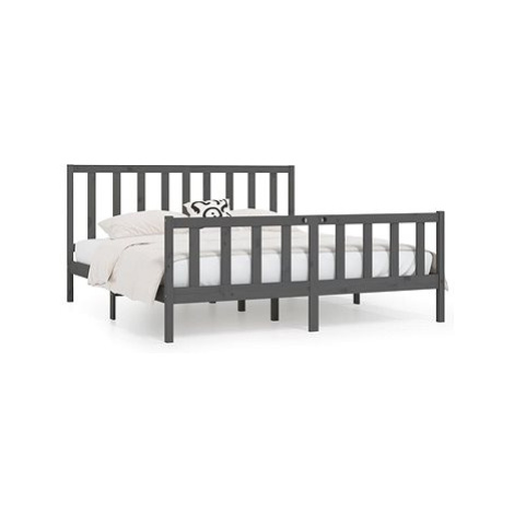 Rám postele šedý masivní dřevo 200 × 200 cm, 3106855 SHUMEE