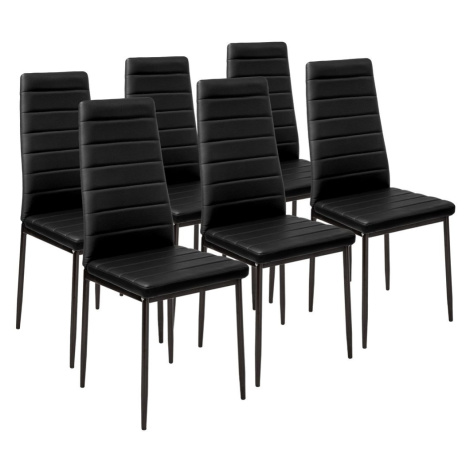 tectake 401848 6 jídelních židlí, syntetická kůže - černá - černá