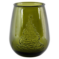 Zelená skleněná váza s vánočním motivem Ego Dekor Arbol de Navidad, výška 13 cm