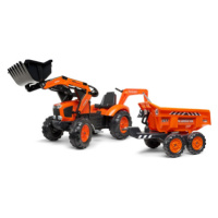 FALK Šlapací traktor 2090W Kubota s přední a zadní lžící a přívěsem