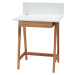 Bílý psací stůl s podnožím z jasanového dřeva Ragaba Luka Oak, délka 65 cm