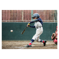 Umělecká fotografie Youth Baseball Players,playing game,batting, Shoji Fujita, (40 x 30 cm)