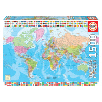 Puzzle Political Worldmap Educa 1500 dílků a Fix lepidlo od 11 let