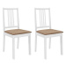 Jídelní židle s poduškami 2 ks bílé masivní dřevo