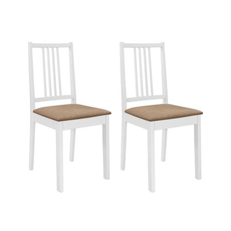 Jídelní židle s poduškami 2 ks bílé masivní dřevo SHUMEE