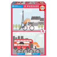 Educa puzzle Paris & London Apanona Children´s Villages 2 x 48 dílků 17726