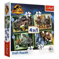 TREFL Puzzle 4v1 Jurský svět Nadvláda Nebezpeční dinosauři