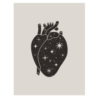 Ilustrace Mystic Black Heart in a Trendy, ANASTASIIA DMITRIEVA, 30x40 cm